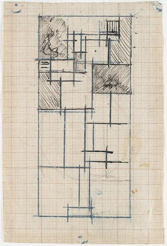 Study for Rhythm of a Russian Dance by Theo van Doesburg, drawing, 1917