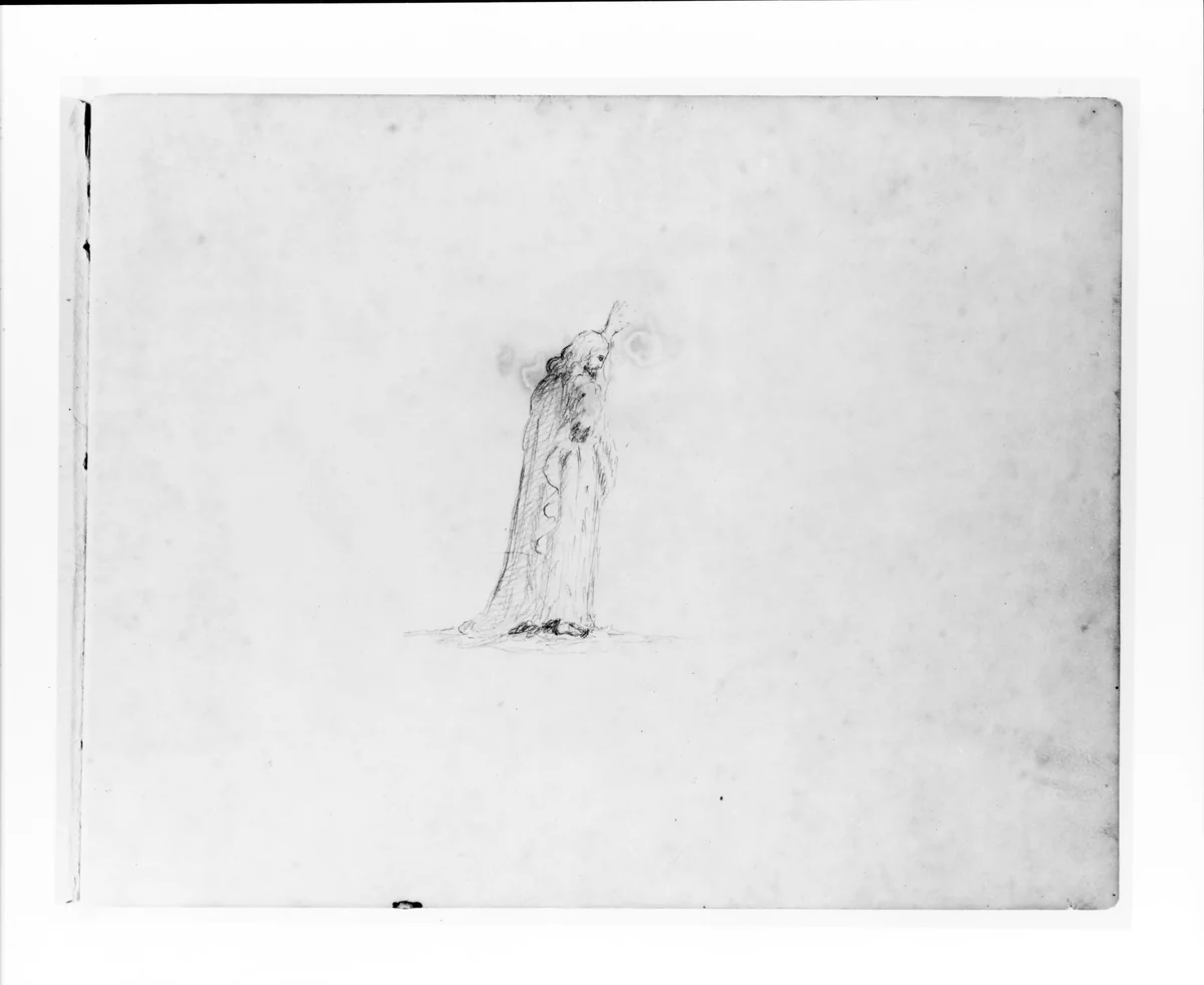 Standing Male Figure (Jesus Christ?) (from Sketchbook) by John Quincy Adams Ward, artwork, 1857-1860