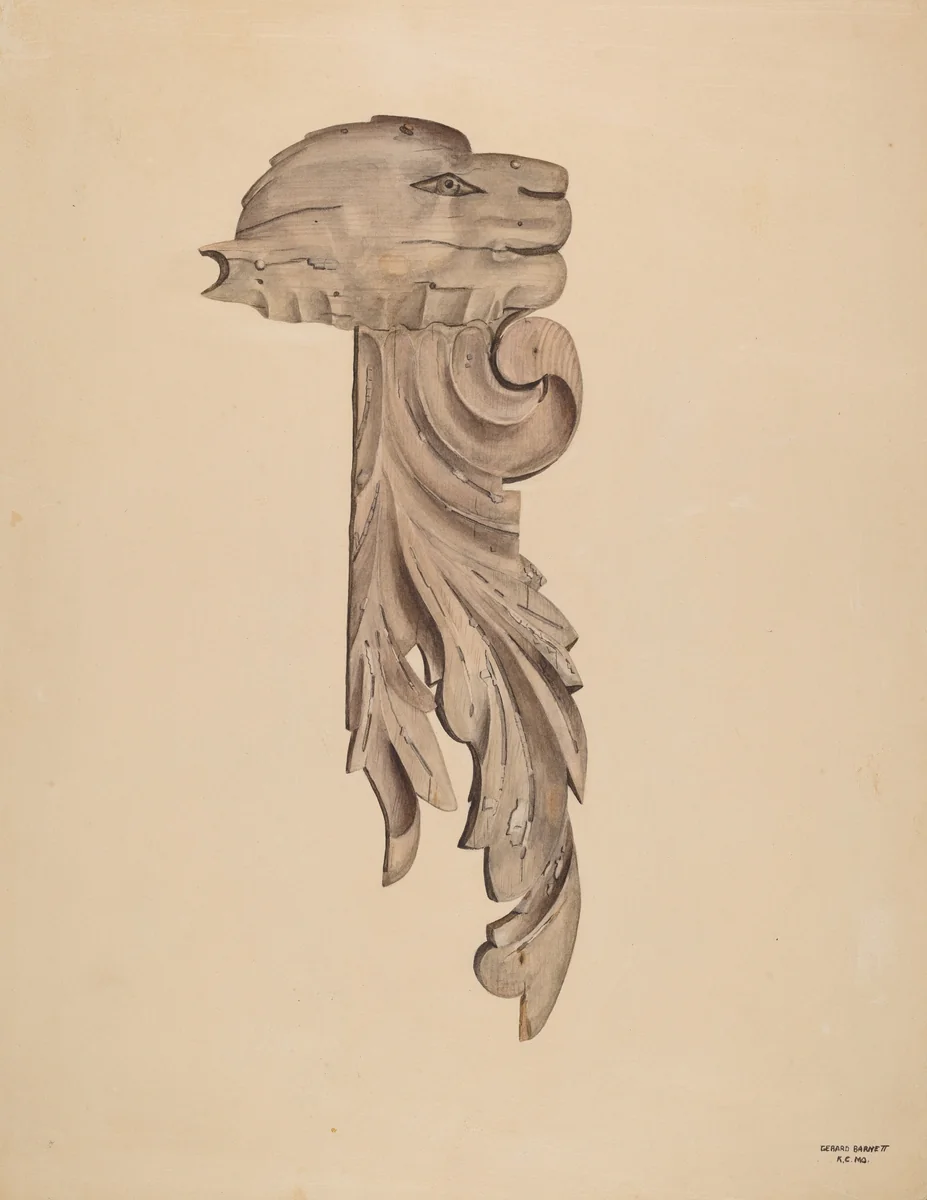 Wood Carving - Profile Face by Gerard Barnett, index of american design, 1939