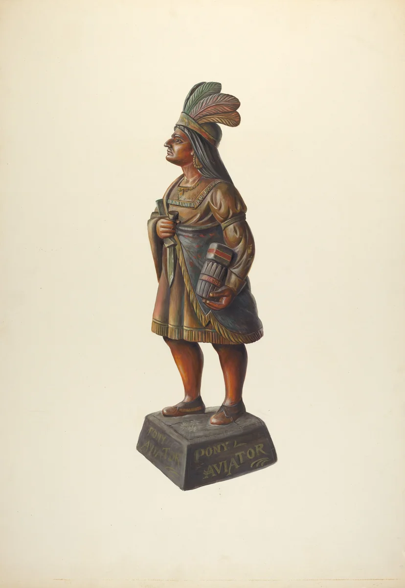 Cigar Store Indian by Walter Hochstrasser, index of american design, 1937