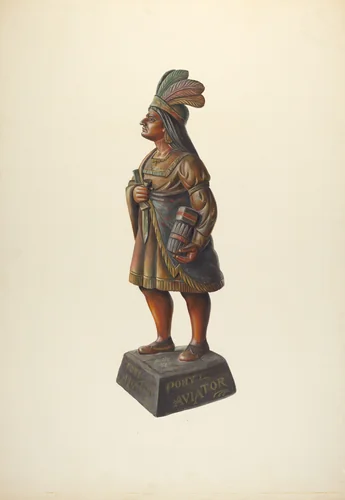 Cigar Store Indian by Walter Hochstrasser, index of american design, 1937