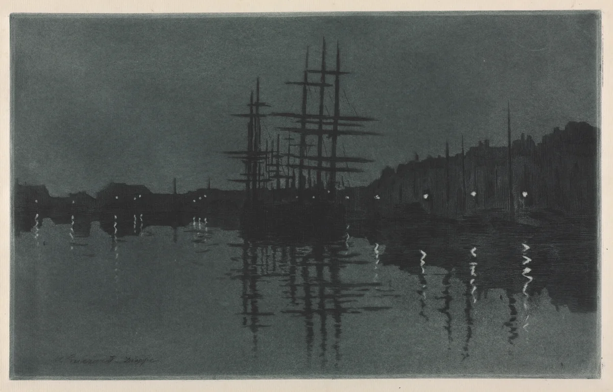 Effect of Moon at Dieppe by Henri Charles Guérard, print, 1880-1890