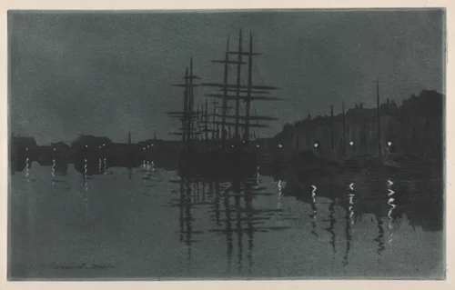 Effect of Moon at Dieppe by Henri Charles Guérard, print, 1880-1890