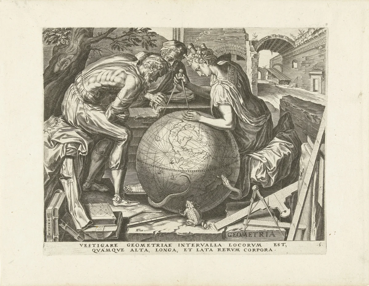 Geometria (Meetkunde) by Cornelis Cort, print, 1565