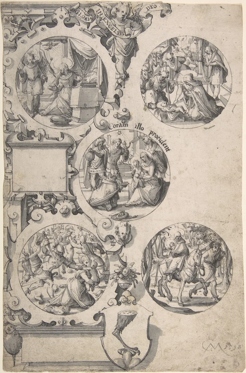 Design for a Painted Glass with Scene from the New Testament by Christoph Murer, drawing, 1598