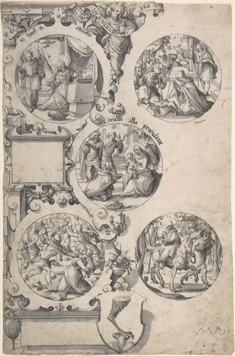 Design for a Painted Glass with Scene from the New Testament by Christoph Murer, drawing, 1598
