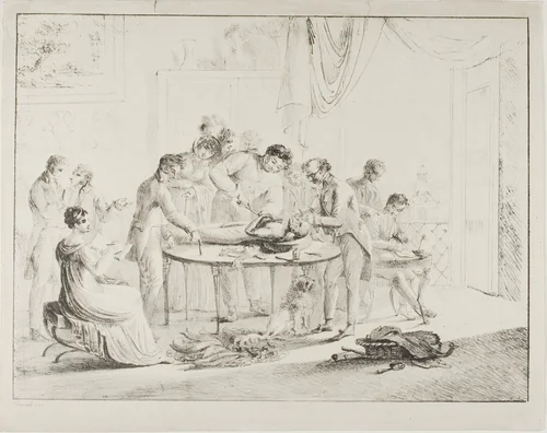Unwrapping the Mummy by Harriet Cheney, print, 1815-1825