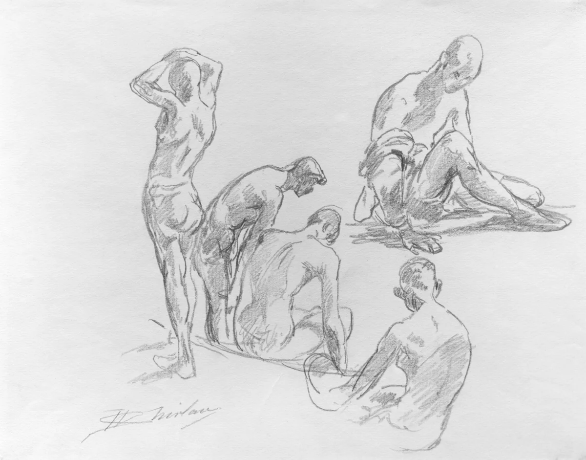 Studies of Bathers by Walter Shirlaw, artwork, 1838-1909
