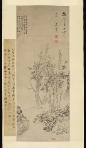 Landscape with Trees in the Manner of Ni Zan (1301–1374) by Dong Qichang, painting, 1612-1635
