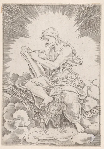Saint John by Agostino Veneziano, print, 1514-1536