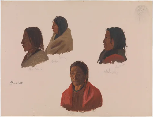Studies of Native American Leaders Made at Fort Laramie by Albert Bierstadt, artwork, 1854-1864