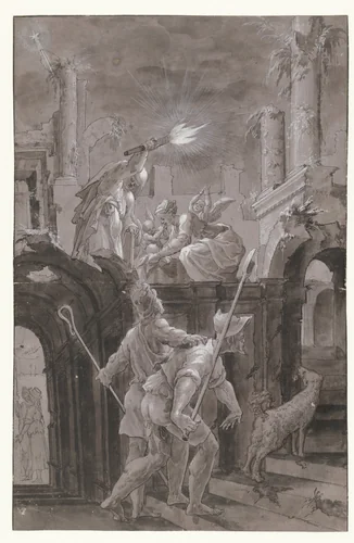 Aanbidding door de herders by Meester van de Liechtensteinse Aanbidding, drawing, 1549