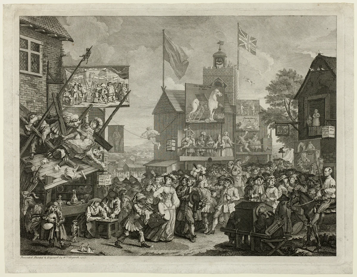 Southwark Fair by William Hogarth, print, 1733-1734