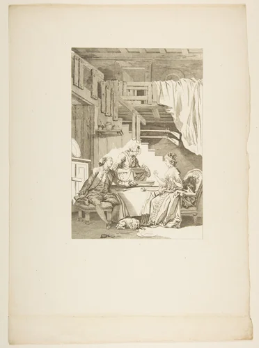Le Faucon, from "Contes et nouvelles en vers par Jean de La Fontaine. A Paris, de l'imprimerie de P. Didot, l'an III de la République, 1795" by Jean-Baptiste Tilliard, print, 1790-1800