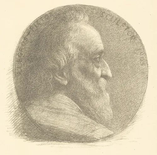 Self-Portrait, Medallion, No.1, 9th plate by Alphonse Legros, print, 1905