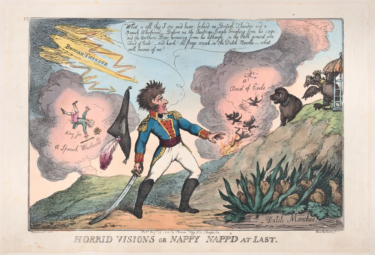 Horrid Visions of Nappy Napp'd at Last by Thomas Rowlandson, print, 1808