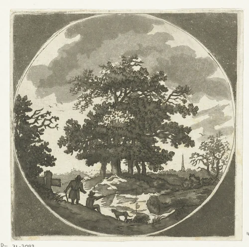 Landschap met hengelaar by Anthonie van den Bos, print, 1778-1838