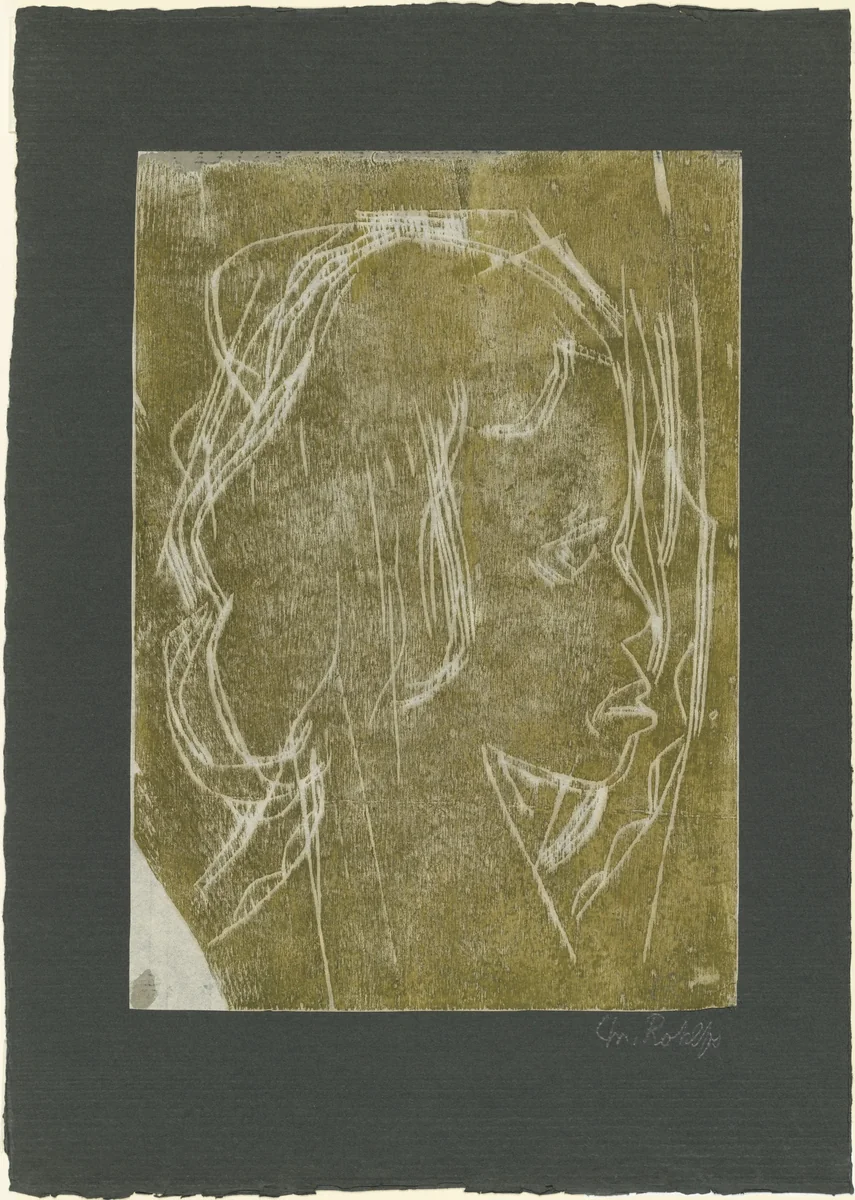 Profile of a Young Girl (Mädchenkopf, Profil) by Christian Rohlfs, print, 1911