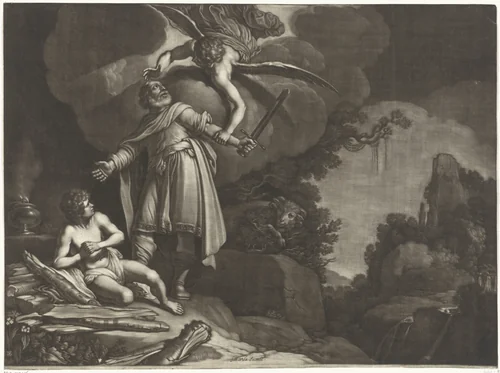 Offer van Abraham by Jan van Somer, print, 1655-1700