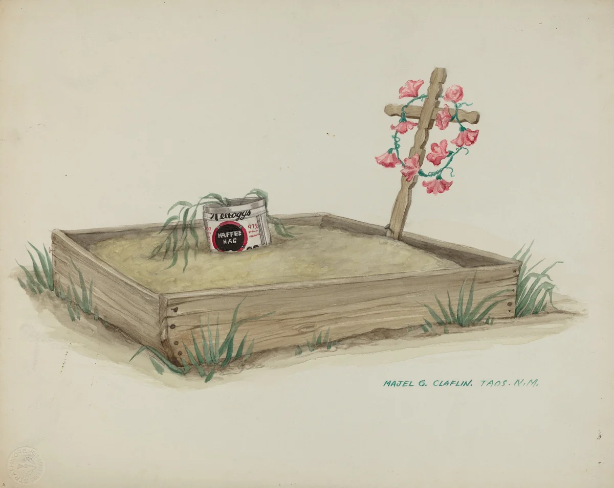 Child's Grave with Hand Made Cross of Wood by Majel G. Claflin, index of american design, 1937