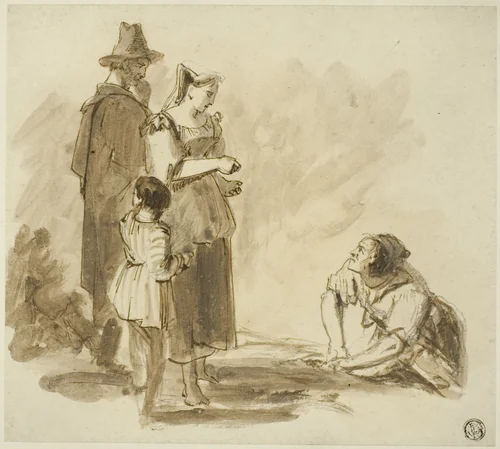 Four Peasants by Augustus Wall Callcott, drawing, 1799-1844
