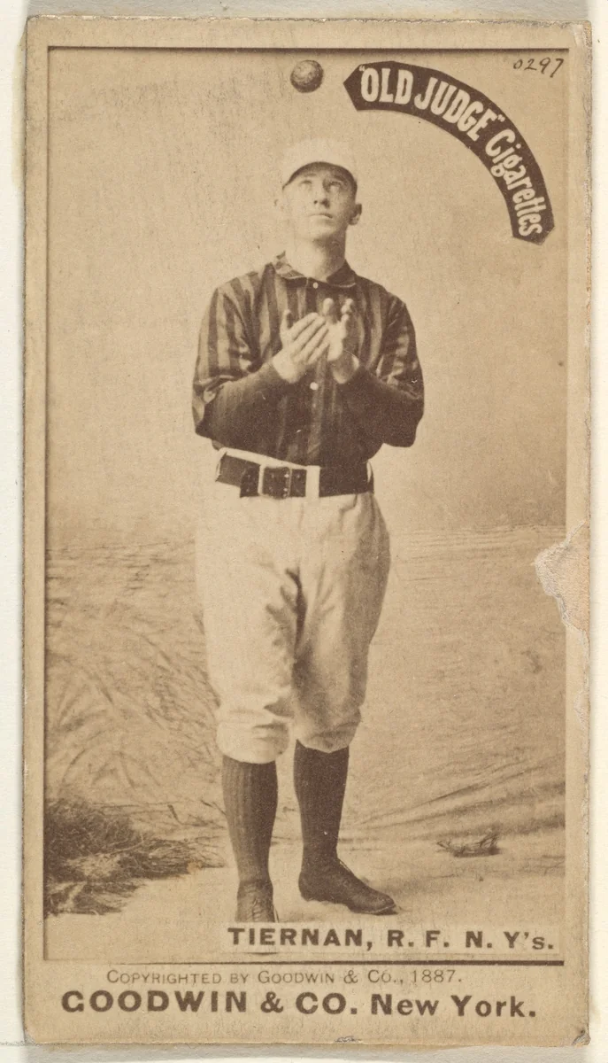 Michael "Silent Mike" Joseph Tiernan, Right Field, New York, from the Old Judge series (N172) for Old Judge Cigarettes by Goodwin & Company, photograph, 1887