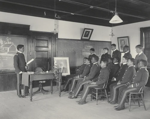 English Literature, Lesson on Whittier, Middle Class, The Hampton Institute, Hampton, Virginia by Frances Benjamin Johnston, photograph, 1899