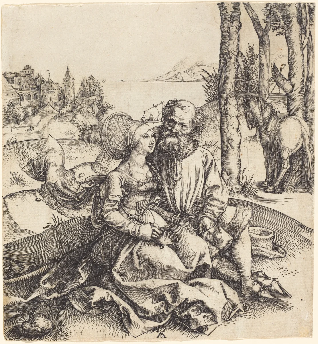 The Ill-Assorted Couple by Albrecht Dürer, print, 1495-1496