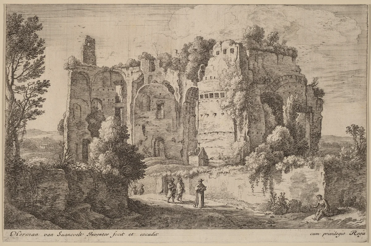 Landscape with the Cardinal by Herman van Swanevelt, print, 1600-1655