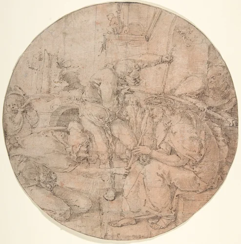 The Crowning with Thorns by Lucas van Leyden, drawing, 1515-1535