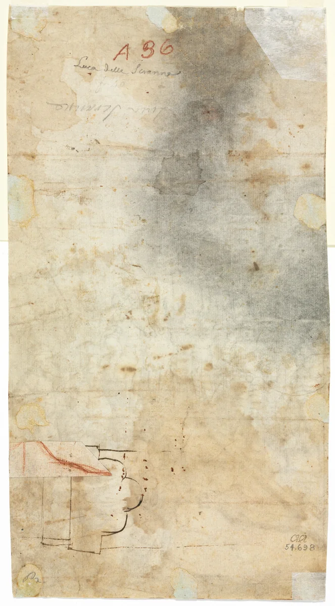 Architectural Sketch (verso) by Unknown, drawing, 1500-1599