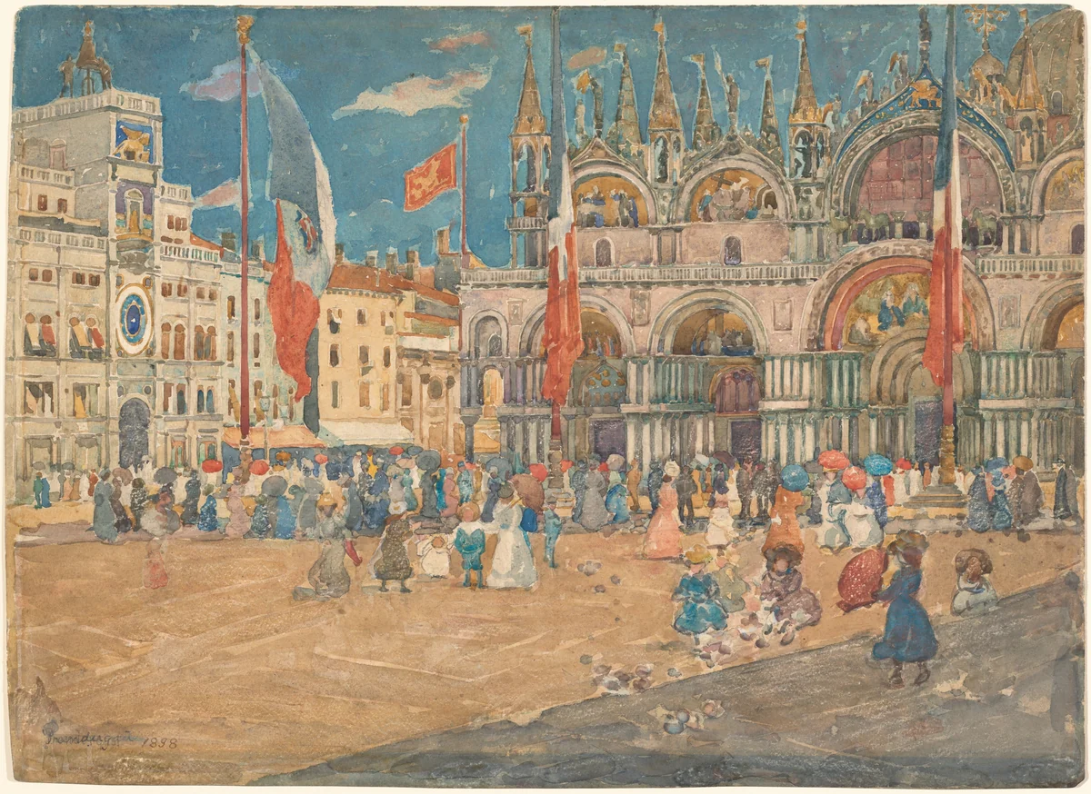 Piazza San Marco by Maurice Prendergast, drawing, 1898