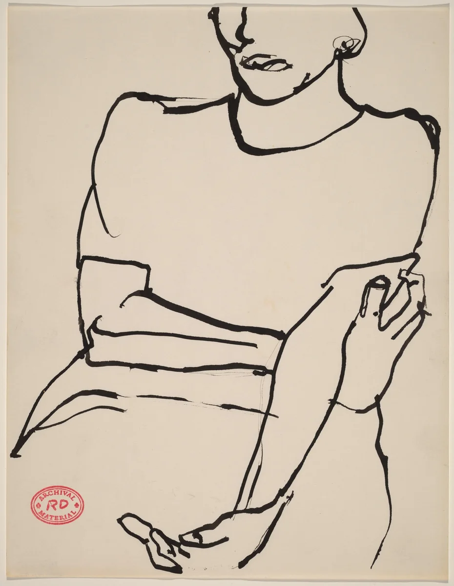 Untitled [seated woman with crossed arms] by Richard Diebenkorn, drawing, 1955-1967