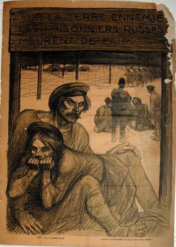 THE ENEMY SOIL - RUSSIAN PRISONERS - DIE OF HUNGER by Théophile Alexandre Steinlen, print, 1917
