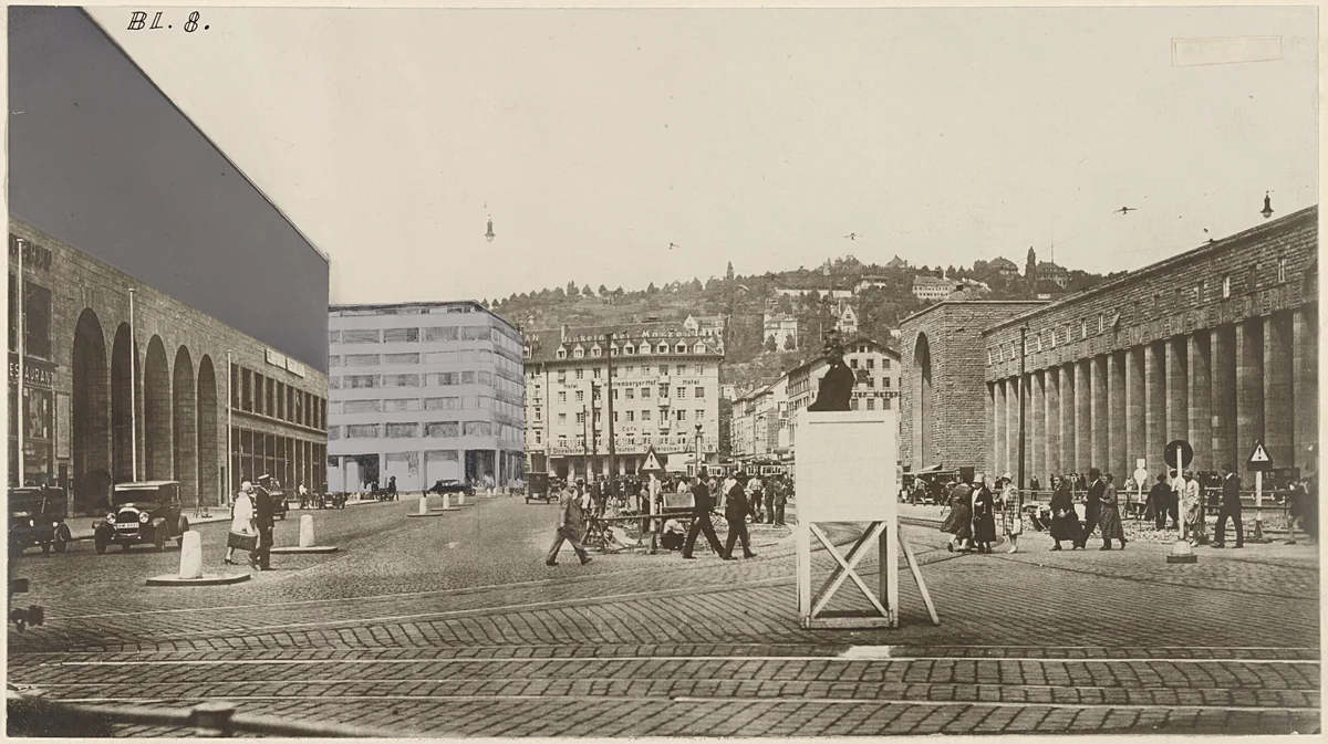 Bank and Office Building, project, Stuttgart, Germany, Perspective by Adolf Gustav Friedrich Schneck, architecture, 1928