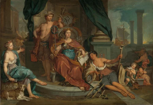 Apotheosis of the Dutch East India Company (Allegory of the Amsterdam Chamber of Commerce of the VOC) by Nicolaas Verkolje, painting, 1702-1746