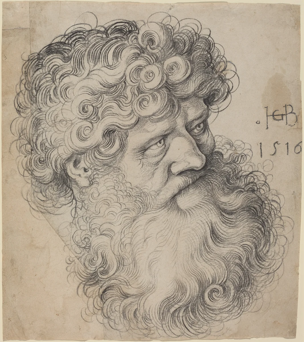 Head of Saint John the Baptist by Hans Baldung Grien, drawing, 1516