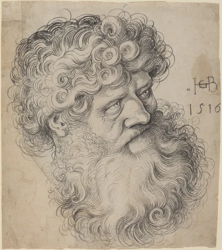 Head of Saint John the Baptist by Hans Baldung Grien, drawing, 1516