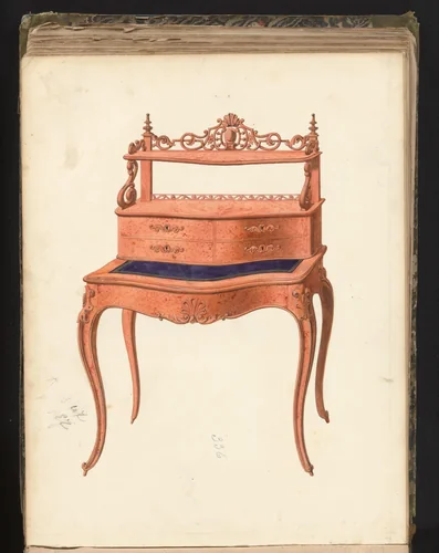 Ontwerp voor een damesbureau by anonymous, drawing, 1825-1839