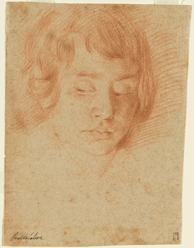 Head of a Boy (Gennaro Falcone?) by Aniello Falcone, drawing, 1635-1640