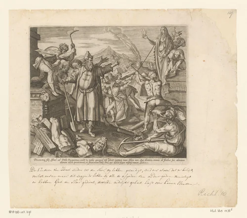 Vernietiging van de afgodsbeelden van Baäl by Unknown, print, 1547-1612