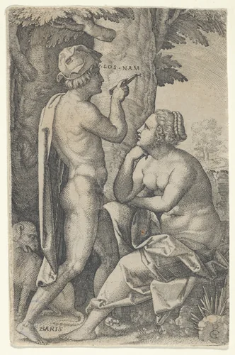 Paris and Oenone, from "The Greek Heroines" by Georg Pencz, print, 1539