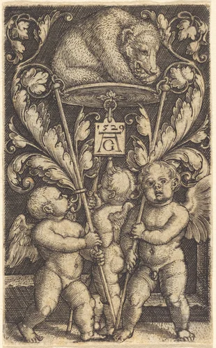 Three Cupids and a Bear by Heinrich Aldegrever, print, 1529