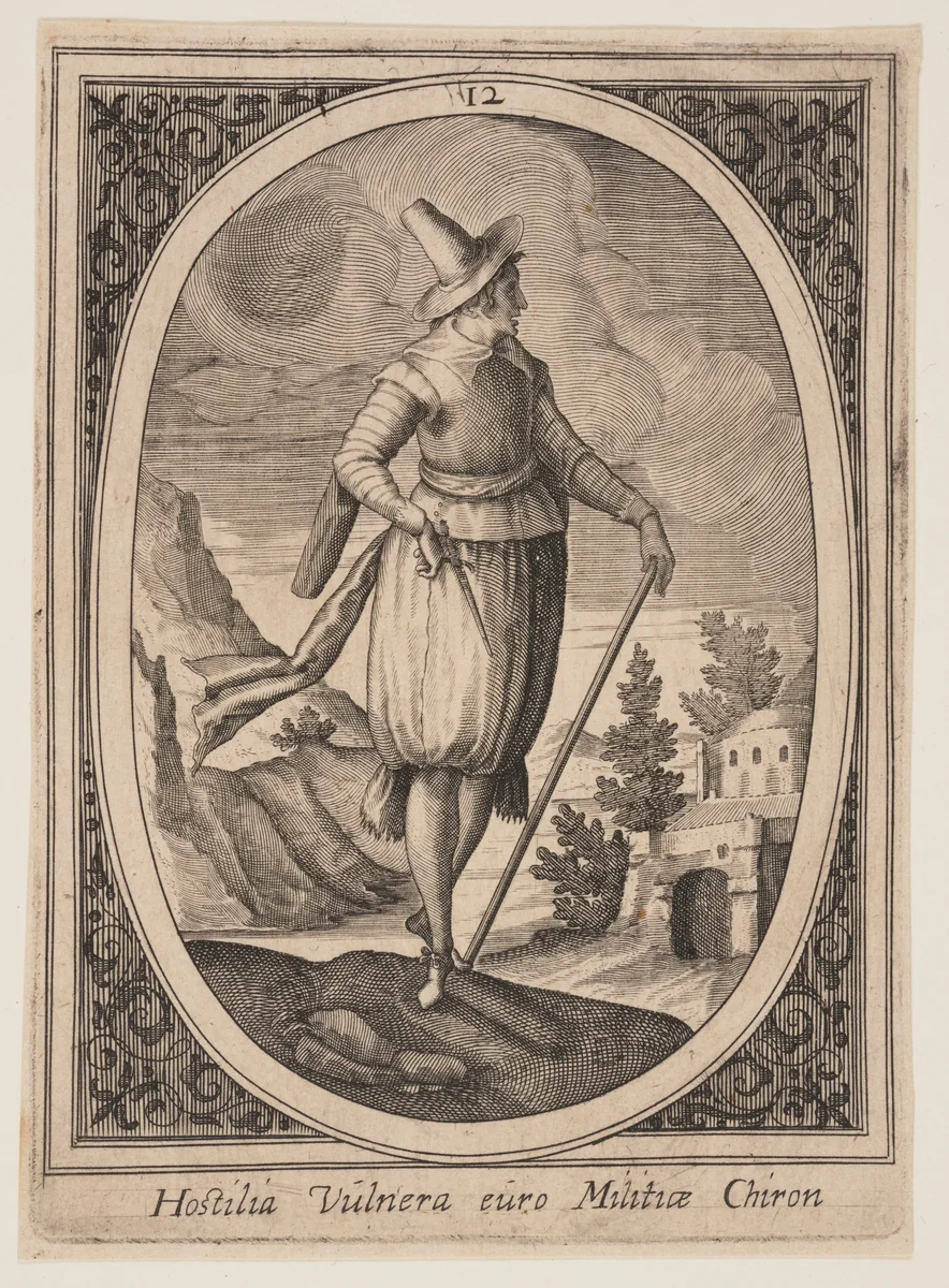 Plate 12 from Military Figures by Heinrich Ulrich, print, 1590-1610