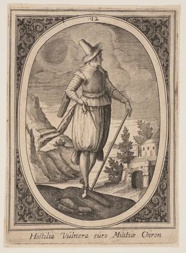 Plate 12 from Military Figures by Heinrich Ulrich, print, 1590-1610