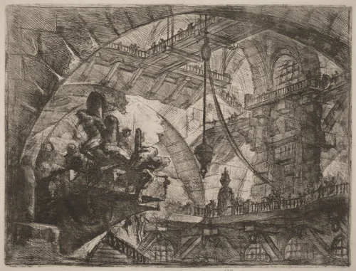 Prisoners on a Projecting Platform by Giovanni Battista Piranesi, print, 1750-1758