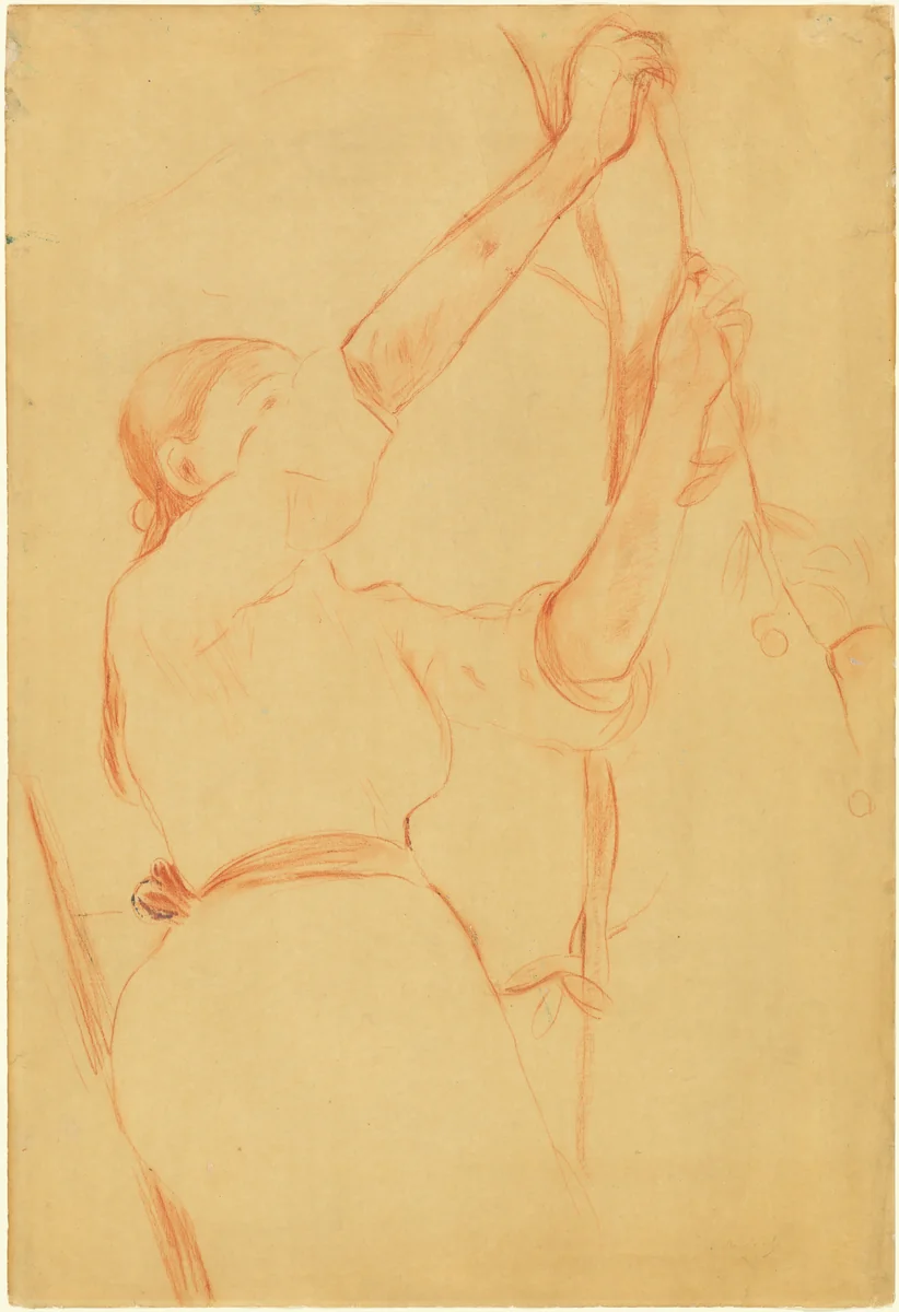 Girl Picking Cherries by Berthe Morisot, drawing, 1891