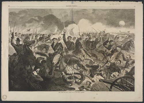 The War for the Union, 1862 - A Cavalry Charge by Winslow Homer, print, 1862