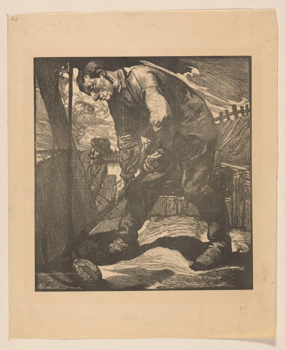 Dijkwerker by Johannes Josephus Aarts, print, 1881-1934