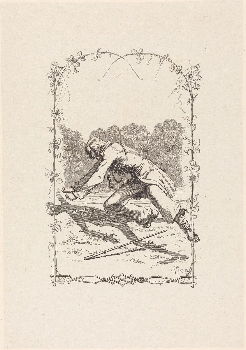 Peter Schlemihl Chasing His Shadow by Adolf Schrödter, portfolio, 1805-1875